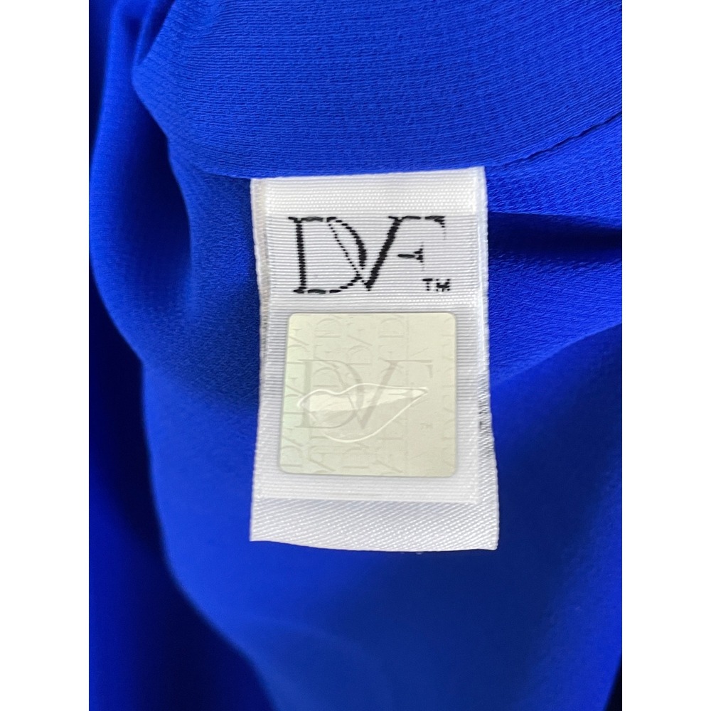 Diane von Furstenberg Wrap Dress Womens 12 Blue Excellent Silk Split Sleeve - Picture 6 of 12